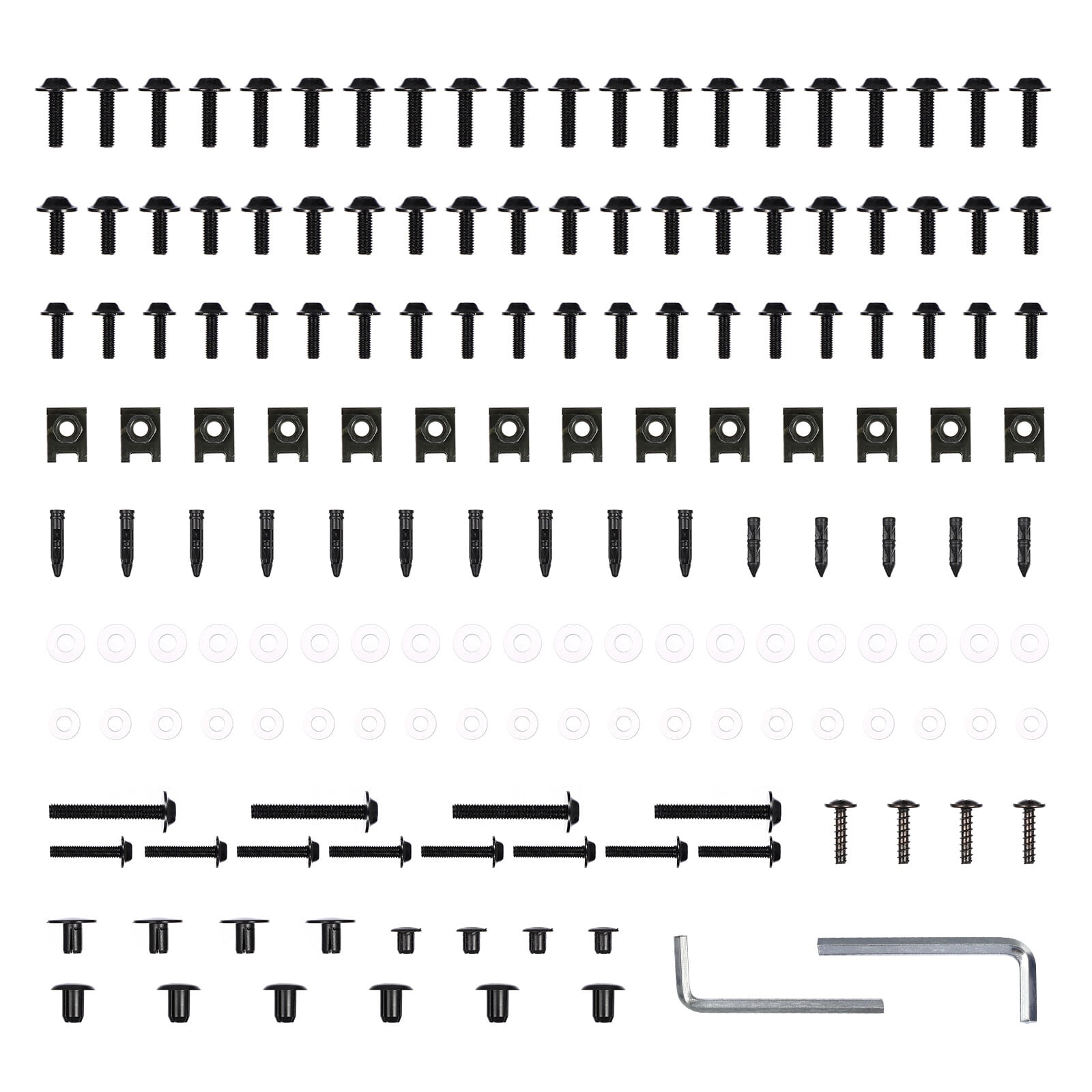 Kkewar Motorcycle Metric Bolts And Nuts Set,149 Pcs Motorcycle Windshield Screws Stainless Steel Screws Bolts Nuts Accessories (Black)