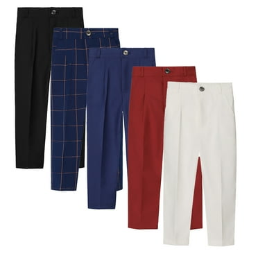 Kkkded 2-12T Boys School Uniform Pants for Kids Baby Elastic Waist Dress Pants Toddler Spring Autumn Solid Color Suit Trousers for Boys