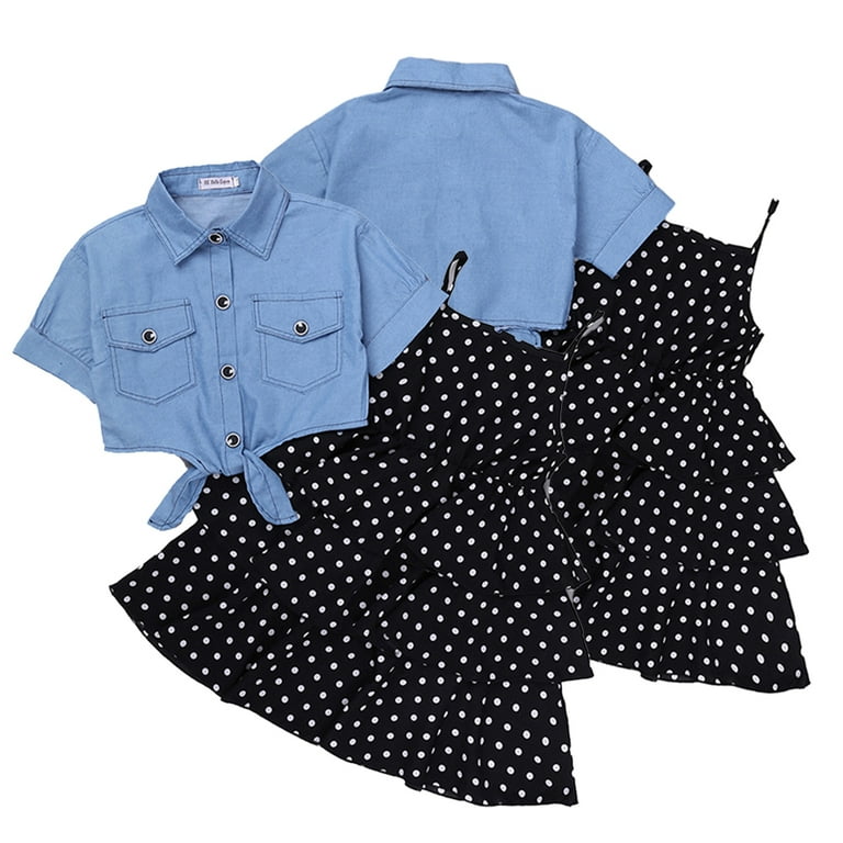 Kkkded 4-12Years Girls 2Pcs Dresses Outfits for Kids Toddler