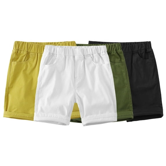 Kkkded Baby Kids Boys Girls Summer Shorts Elasticated Waist Middle Pants with Pockets Unisex Cotton Casual Shorts for 1-10 Years