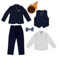 thumbnail image 1 of Kkkded Boys 5PCS Formal Gentleman Suits Outfit for Kids Youth Fall Winter Fleece Suit Jacket and Vest and Dress Shirts with Bowtie and Pants Performance Dresswear Suit Set Size 5-16T, 1 of 7