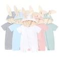 thumbnail image 1 of Kkkded Boys Girls Hooded Ears Baby Romper Jumpsuit with Zipper 0-18 Months Newborn Cotton Pajamas Summer Cute Onesie Short Sleeve Bodysuit, 1 of 9