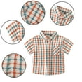 thumbnail image 1 of Kkkded Boys Short Sleeve Dress Shirts for 1-8 Years Kids Plaid Shirt with Pocket Toddler Summer Button down Shirt Tops, 1 of 8