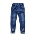 thumbnail image 1 of Kkkded Girls Denim Jeans Pants for Toddler Kids Cute Sweet Jeans Leggings Baby Girls Fashion Trousers Stretch Jeans Tights for Spring Fall 2-10 Years, 1 of 8