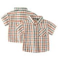 thumbnail image 1 of Kkkded Kids Bab Boys Summer Plaid Shirts 1-8Years Toddler Boys Short Sleeve Shirt Lapel Button down Cotton Casual Shirts with Pocket, 1 of 7