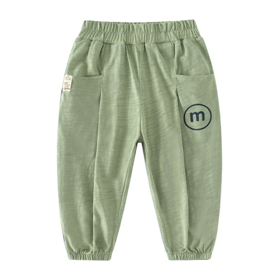 Kkkded Kids Baby Casual Pants Spring Summer Long Bloomers for Boys Girls Anti-Mosquito Pants Solid Color Cotton Trousers for 1-8T