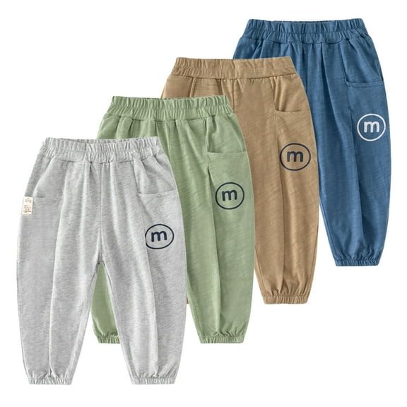Kkkded Kids Baby Casual Pants Spring Summer Long Bloomers for Boys Girls Anti-Mosquito Pants Solid Color Cotton Trousers for 1-8T