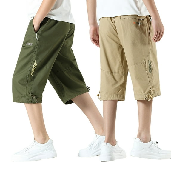 Kkkded Kids Baby Cotton Shorts Shortie for Boy Sweatpants Shorts Pants Summer Elastic Solid Color Shorts Pants Five Pants for Boys 8-15Years