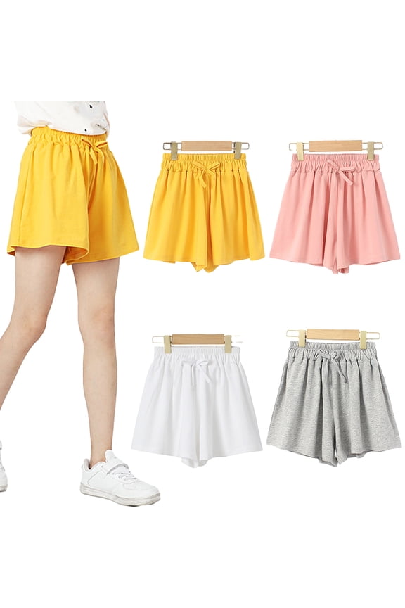 Kids Girls Sport Shorts Shortie Shorts Sweatpants Shorts Pants 5-12Years Baby Summer Elastic Solid Color Sport Shorts Pants
