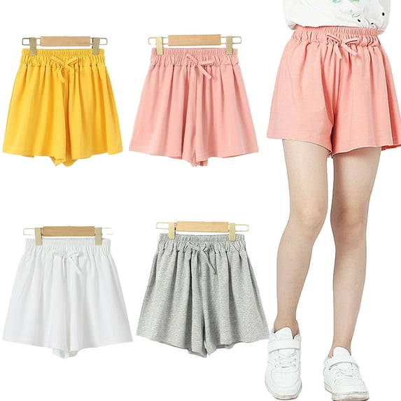 Kkkded Kids Girls Sport Shorts Shortie Shorts Sweatpants Shorts Pants 5-12Years Baby Summer Elastic Solid Color Sport Shorts Pants