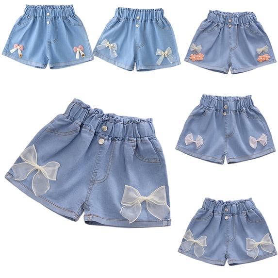 Kkkded Kids Girls Summer Shorts,Toddler Girls Denim Jeans Shorts,Blue Cotton Casual Shorts Pants for 3-13 Years