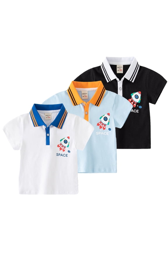 Kids Toddler Boys Short-Sleeve T-Shirt Summer Tops Baby T-Shirt Tees Cotton Casual T Shirt Cartoon Printing Soft Lapel Shirt for 1-8 Years