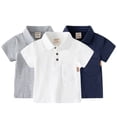 thumbnail image 1 of Kkkded Kids Toddler Boys Short-Sleeve Tees Cotton T-Shirt 1-7Years Baby Solid Color Summer Striped T Shirt Tops Lapel Casual Shirt, 1 of 8