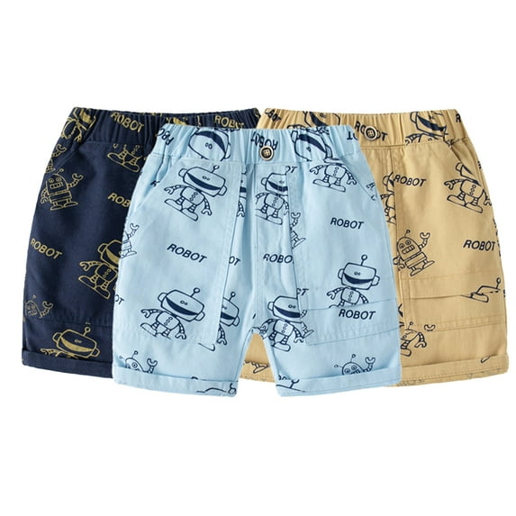 Kkkded Kids Toddler Boys Summer Shorts Baby Printing Shorts Cotton Casual Shorts Cartoon Soft Cartoon Printed Quarter Elastic Waist Pants for 1-8 Years