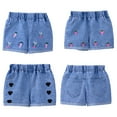 thumbnail image 1 of Kkkded Kids Toddler Girls Denim Jean Shorts Baby Summer Cotton Denim Shorts Elastic Soft Comfort Pants Shortie Shorts for 1-6Years, 1 of 9