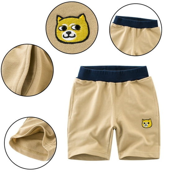 Kkkded Kids Toddlers Boys Girls Shorts Elastic Waist Summer Casual Short Pants Baby Solid Pants Five-Quarter Pants 1-9Years