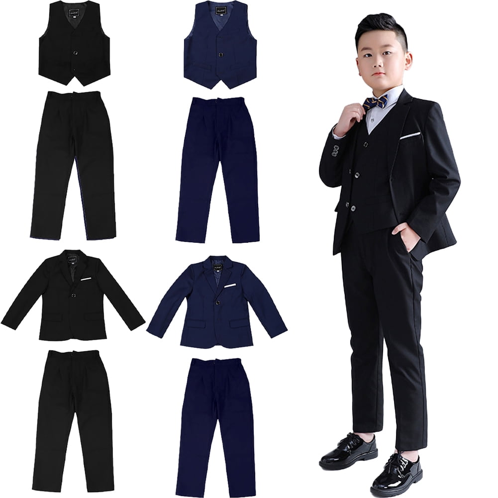 Kkkded Kids Youth Boys Gentleman Suits Outfit 3PCS Toddler Slim Fit Dress Gentleman Set Flower Girl Suit Jacket + Pants + Bowtie Fall Winter Formal Suits for 5-16 Years