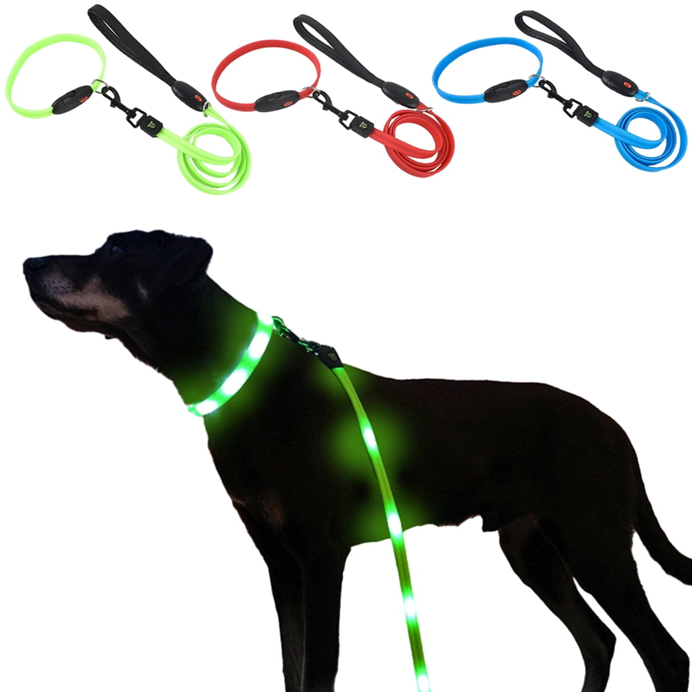 Kkkded LED Dog Collar Safety USB Rechargeable Flashing Light Pet Leash Adjustable LED Dog Leash Brightest Light up Dog Collars Walmart