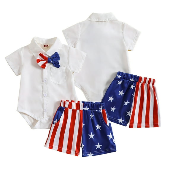Kkkded Newborn Baby Boys Girls 2PCS Summer Gentleman Outfit Toddler Button-Down Shirt+Printed Shorts Outfit Newborn Fashion Versatile Cotton Set for 1-18M