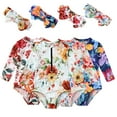 thumbnail image 1 of Kkkded 6 -18 Months Girls One-Piece Printed Swimwear,Baby Girls Long Sleeve Swimsuit,Toddler Girls Sun Protection Bathing Suit with Headband, 1 of 9