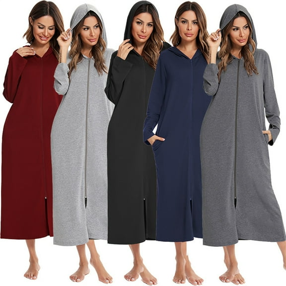 Kkkded Women Long Sleeve Pajamas Hoodid with Pocket Round Neck Sleepwear Comfort Loungewear S-XXL