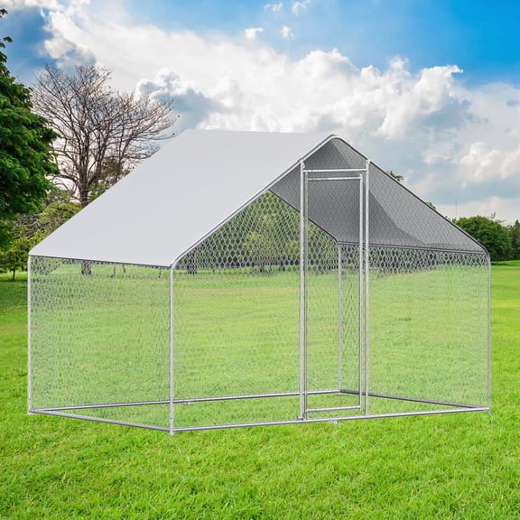 Kkonetoy 10x6.6ft Walk-in Chicken Run Coop Spacious Metal Cage for Poultry in Backyard