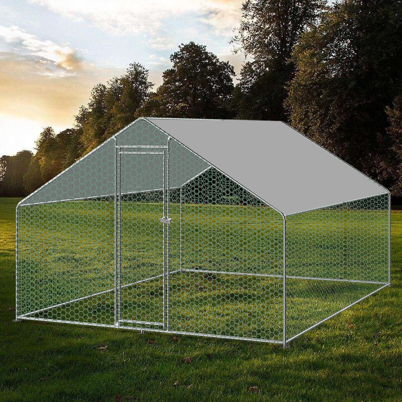 Kkonetoy 9.8ft x6.6ft Metal Walk In Chicken Coop Run Cage Rabbit Hutch Hen House