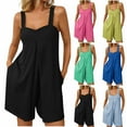 thumbnail image 1 of Kladzum Women's Casual Jumpsuit Sweetheart Neck Wide Strap Drape Loose Wide Leg Rompers with Multiple Pockets for Summer Outdoor Outfits S-XL, 1 of 9