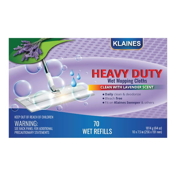 Klaines Heavy Duty Wet Mopping Cloths Lavender Scent Biodegradable 70 Count