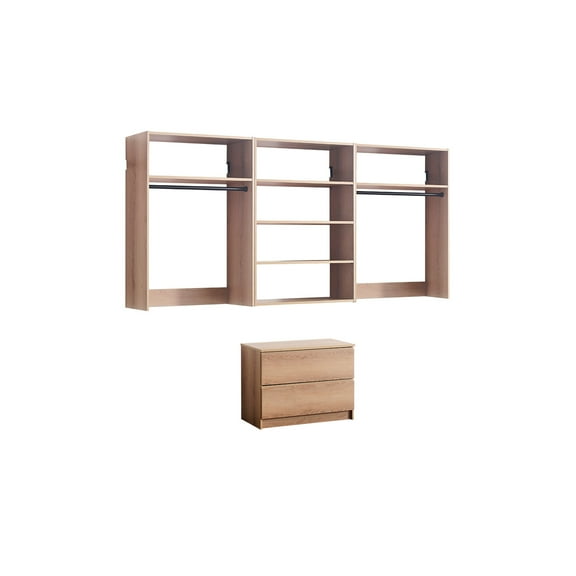 Klair Living Devi Series 31.5" - 94.5" W Oak Modular Closet System