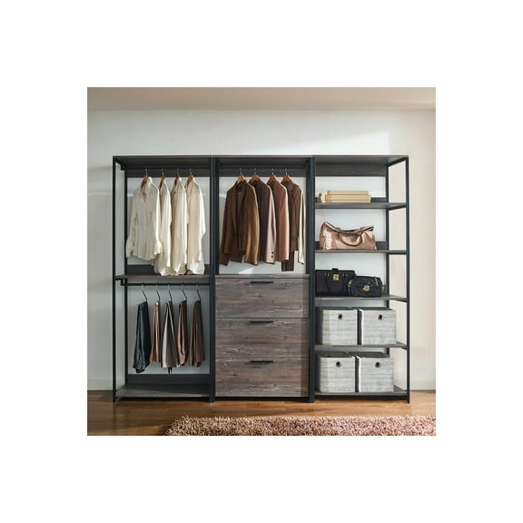Klair Living Monica Wood Walk-in Closet System in Rustic Gray