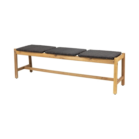 Klair Outdoor Wicker Bench, Teak Finish