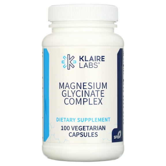 Klaire Labs Magnesium Glycinate Complex - 100mg Bisglycinate Blend to Support Bone Health & Rest - Chelated for Improved Absorption - Gluten-Free & Hypoallergenic (100 Capsules)