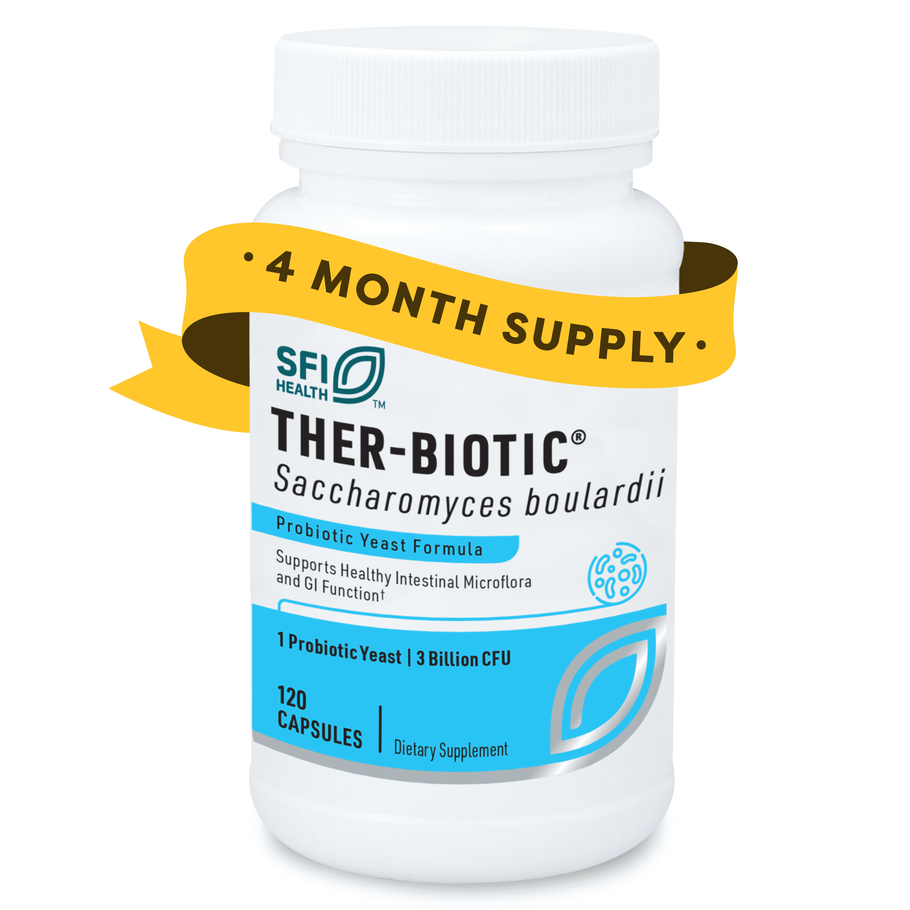 Klaire Labs Saccharomyces Boulardii Probiotic - Acid Resistant & Shelf-Stable Probiotic Supplement to Help Support Healthy Yeast Balance, Immune & Digestive Health - Hypoallergenic, Dairy-Free (120ct)