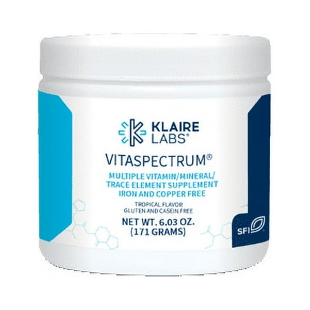 Klaire Labs VitaSpectrum Powder - Children's Multivitamin/Mineral with 23 Essential Nutrients, Tropical Flavor for Kids, No Copper, Iron, Gluten or Casein (165 G / 30 Servings)