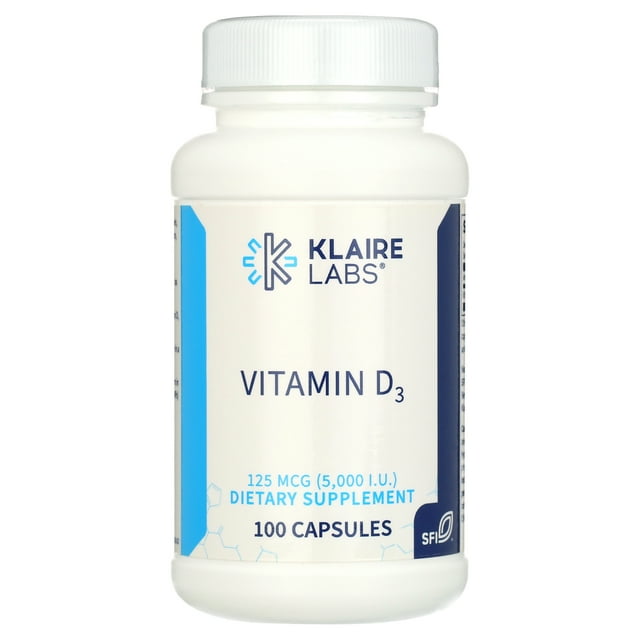 Klaire Labs Vitamin D3 5000 IU 100 caps
