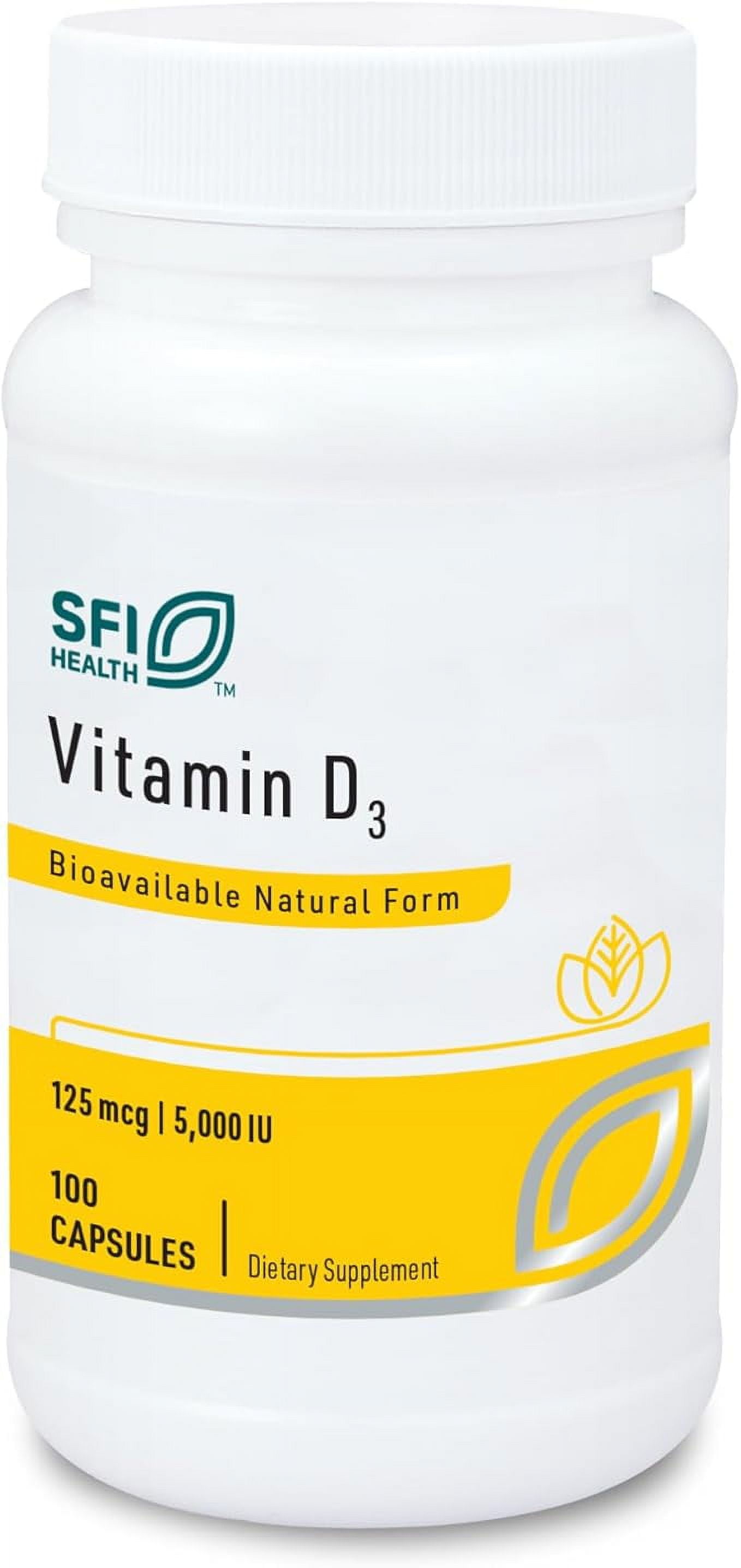 Klaire Labs Vitamin D3 5000 IU - High Potency Vitamin D 125mcg - Immune ...