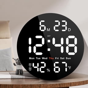 Klamerit 10" Digital Wall Clock with Large Display, LED Wall Clock with Remove Control, Electric Digital Clocks for Classroom, Bedroom,White