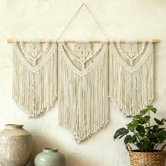 Klamerit Macrame Wall Hanging Decor, 43x32" Large Macrame Wall Hanging, Chic Boho Woven Tapestry Decoration ,Weave