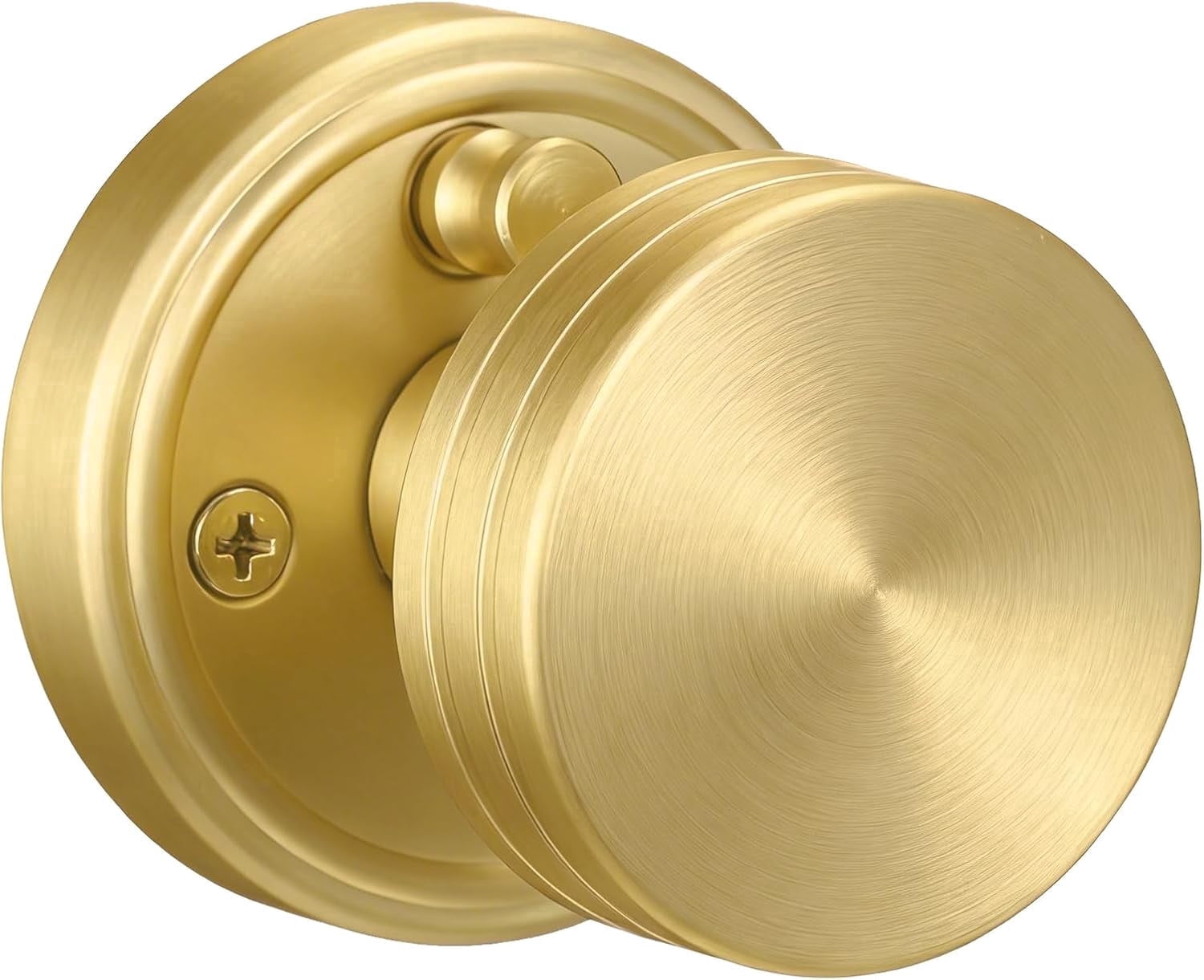 Klamerit Privacy Brushed Gold Door Knobs Heavy Duty Zinc Alloy Round Interior Door Knobs with Lock,for Bathroom & Bedroom