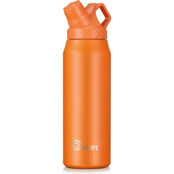 Klamerit Fast Flow Water Bottle 32 oz Vacuum 24 Hour Cold / 12 Hour Hot Insulated Stainless Steel Slant Spout Cap, Lightweight and Leak Proof for Travel, Sports, Hiking