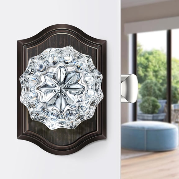 Klamerit Glass Door Knobs, Oil Rubbed Bronze Crystal Door Knobs, Antique Glass Crystal Doorknob for Closet and Hall