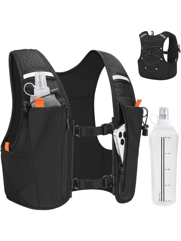 Hydration Running Vest for Men Women, Hydration Backpack with Dual Water Bottles, Adjustable Chest Vest, Lightweight Water Backpack,M