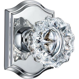 Glass Door Knobs, Polished Chrome Crystal Door Knobs Interior, Modern Glass Interior Doorknobs for Closet and Hall, Crystal Passage Door Knob, 1 Pack