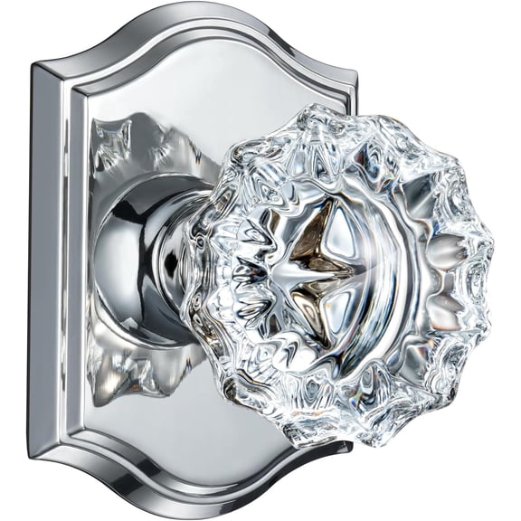 Glass Door Knobs, Polished Chrome Crystal Door Knobs Interior, Modern Glass Interior Doorknobs for Closet and Hall, Crystal Passage Door Knob, 1 Pack