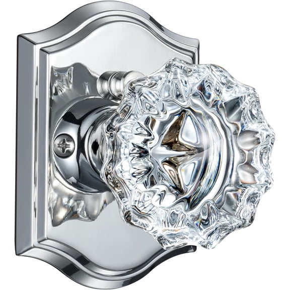 Glass Door Knobs, Polished Chrome Crystal Door Knobs Interior with Lock, Modern Glass Bedroom Bathroom Interior Doorknobs, Crystal Privacy Door Knob, 1 Pack