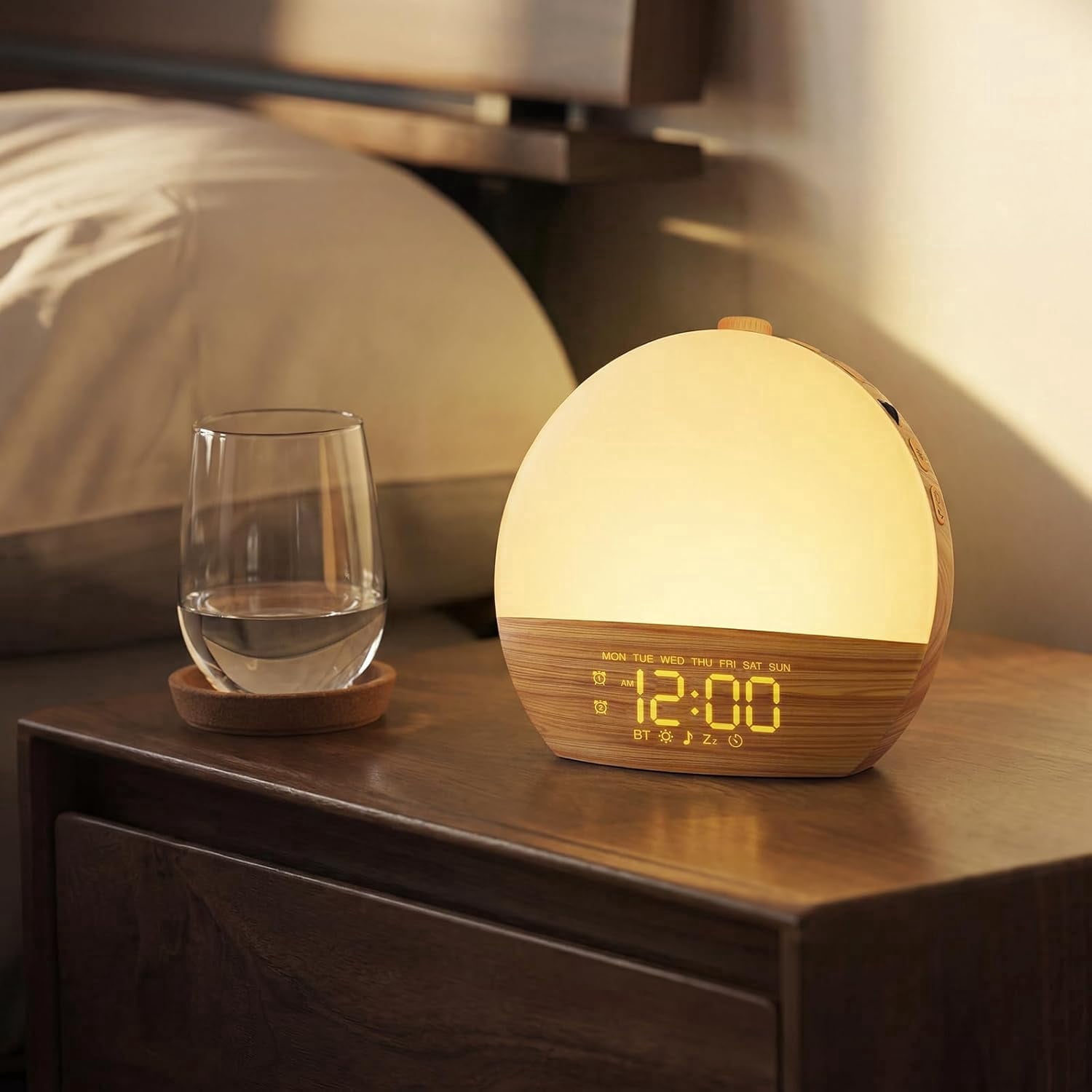 Klamerit Sunrise Alarm Clock with Sound Machine with 30 Soothing Sounds, 17 Night Lights, Bluetooth Speaker Wake Up Light Alarm Clocks for bedrooms, Heavy Sleepers