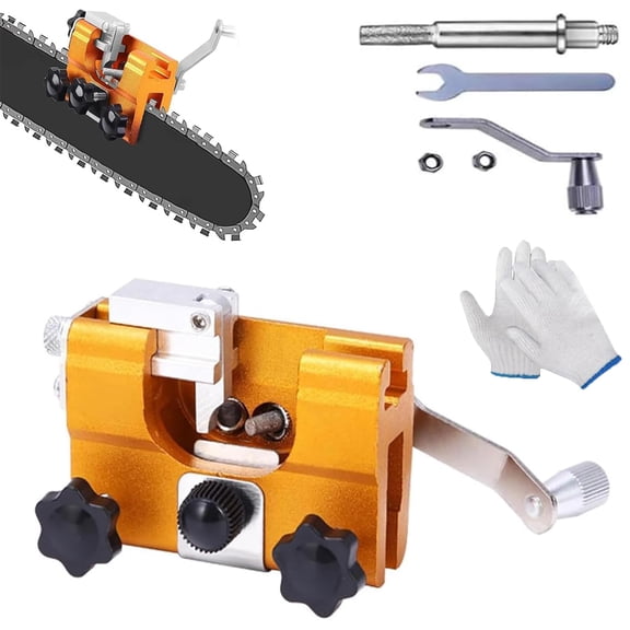 Klampero Chainsaw Sharpener, Chain Saw Sharpener Tool, Portable Hand Crank Chainsaw Sharpener Set, Universal Chain Saw Blade Sharpening Tool for Electric Saws, Fast & Precise