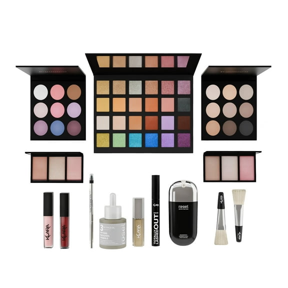 Klara Cosmetics 101 Box Set, Face Palette, Eye Makeup, 17 Pc