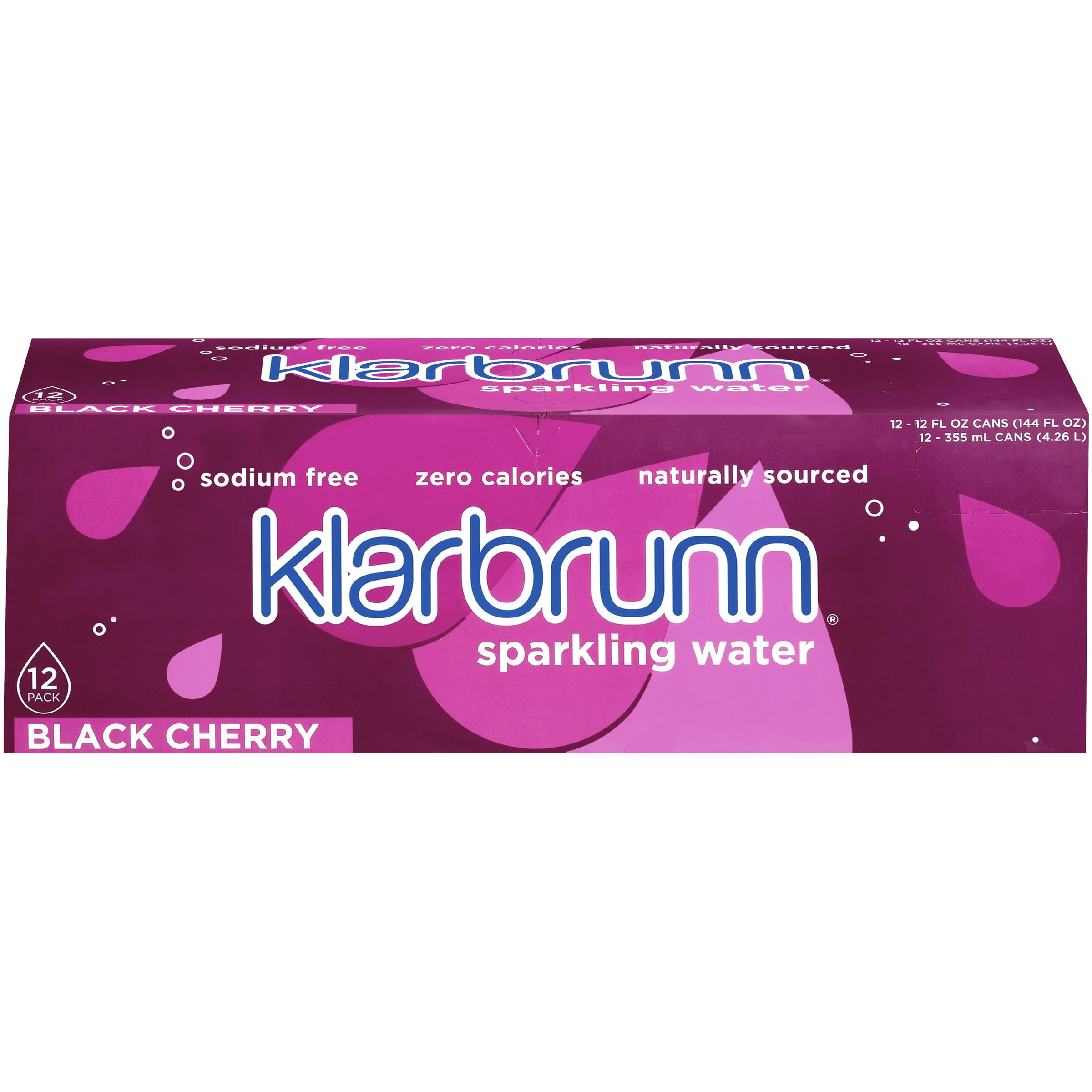 Klarbrunn Black Cherry Naturally Sourced Sparkling Water, 12 fl oz 12 Pack Cans